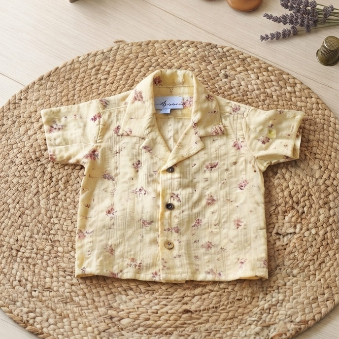 Yellow Floral coat collar Shirt