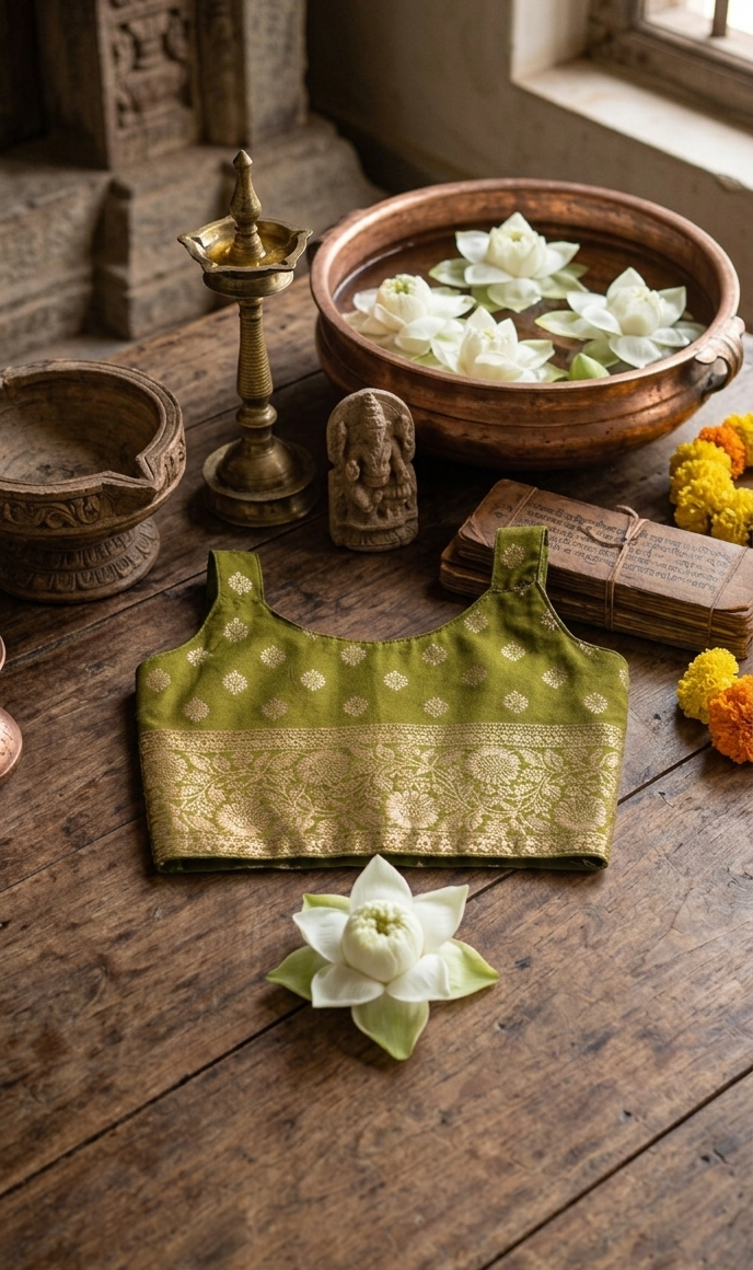 Festival Zari sleeveless pista green Blouse