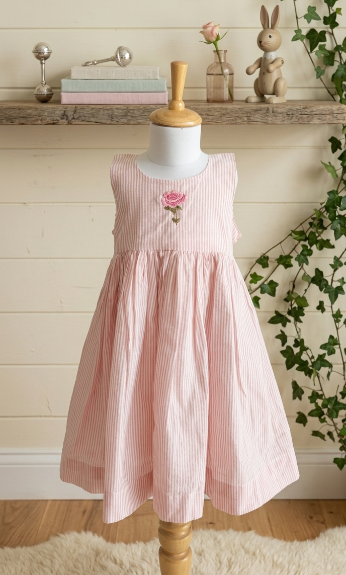 Petal pinstripes rose dress