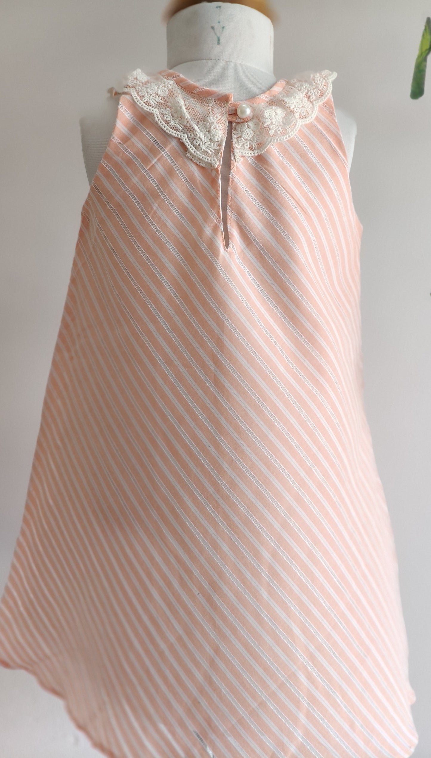 Peach stripe blooms dress