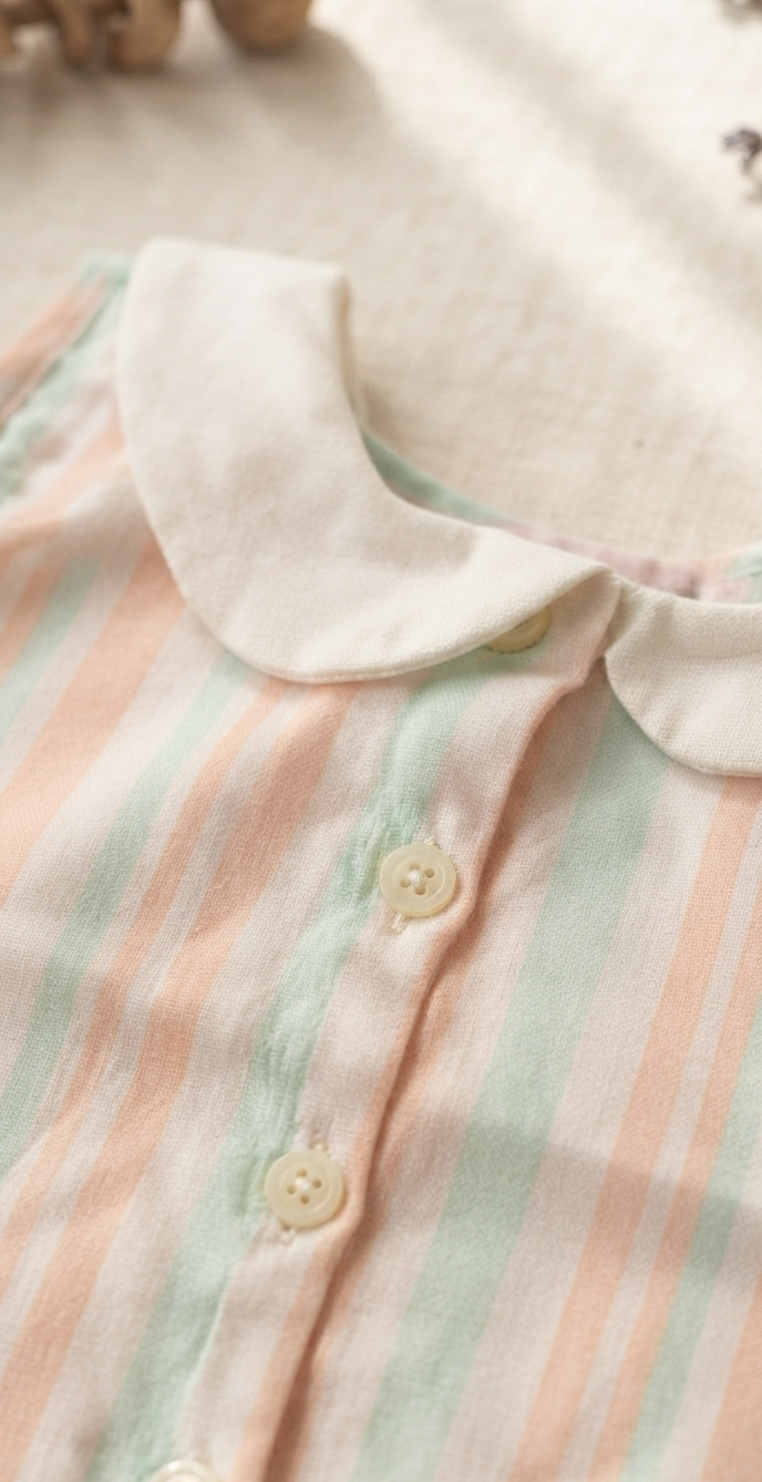 Coord set in ocean stripes with Peterpan collar