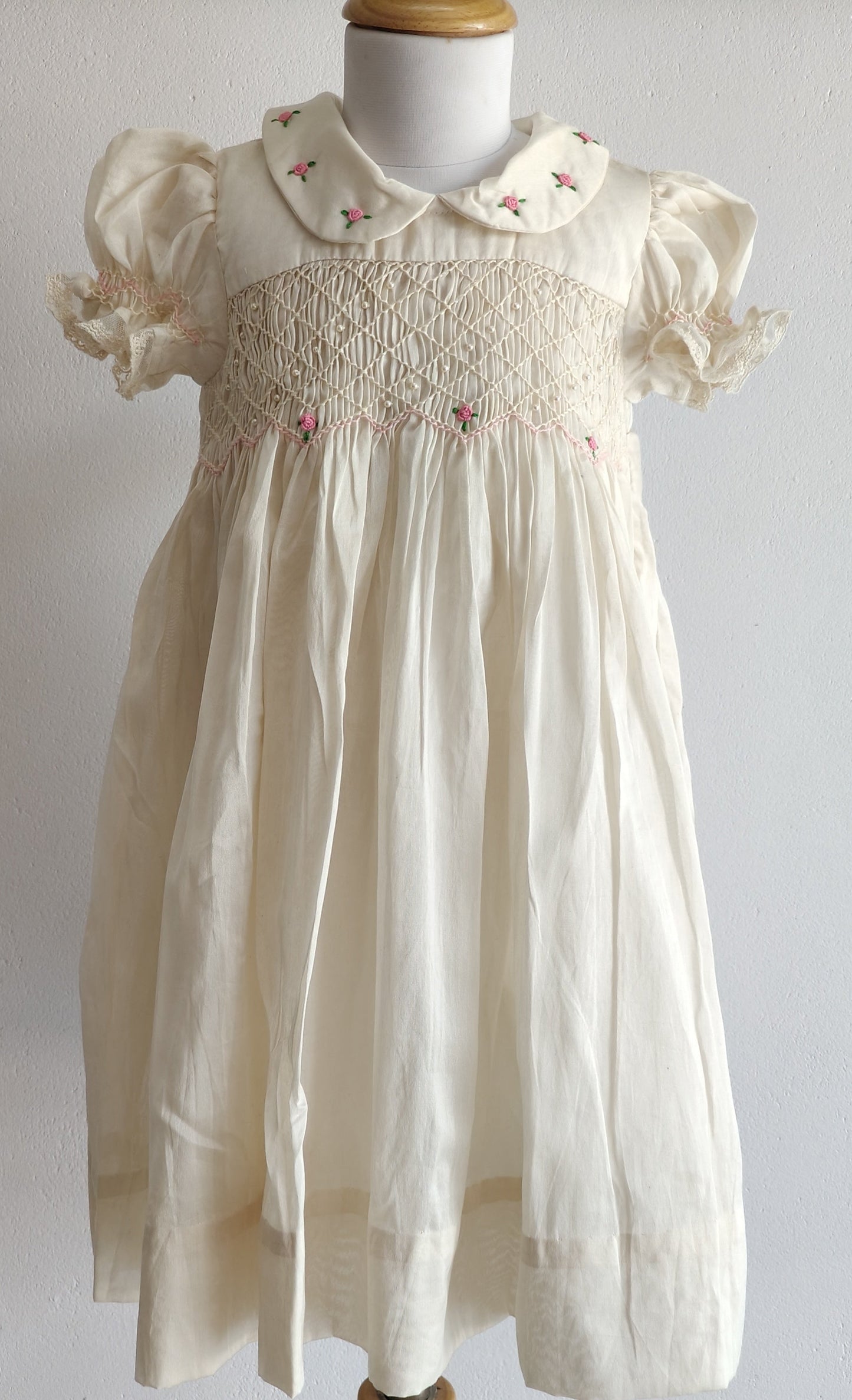 Rose bud Smocked Dress in chanderi