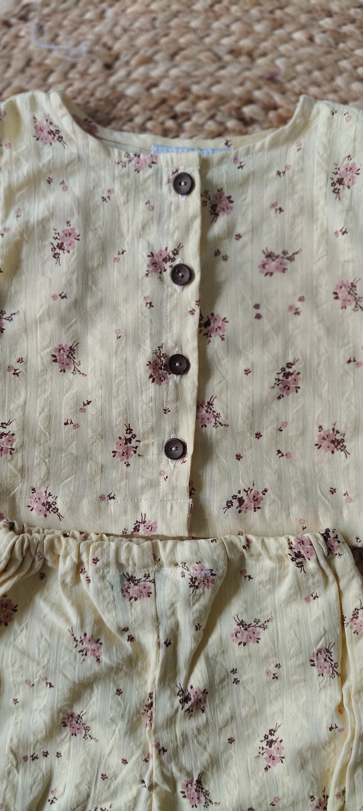 Baby coord set Yellow maroon floral