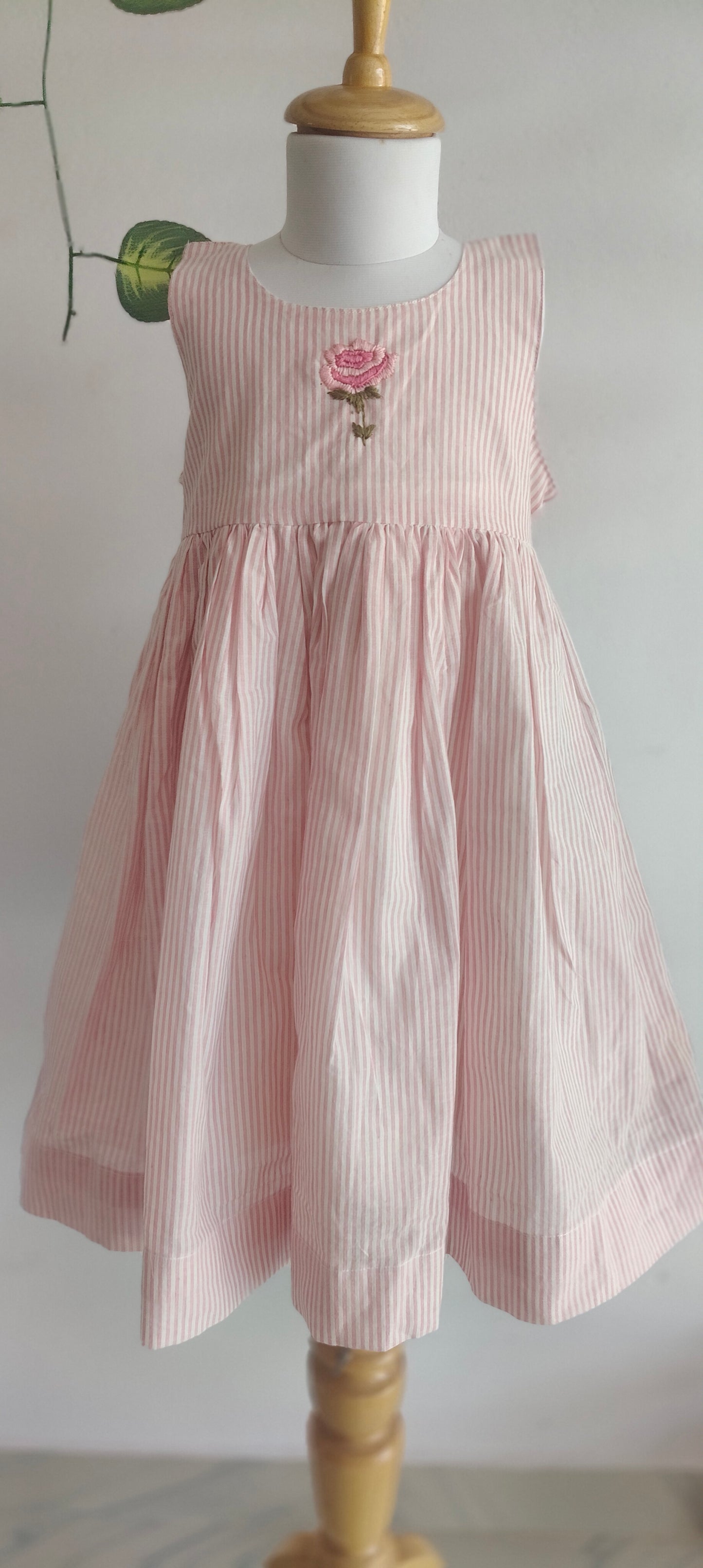 Petal pinstripes rose dress